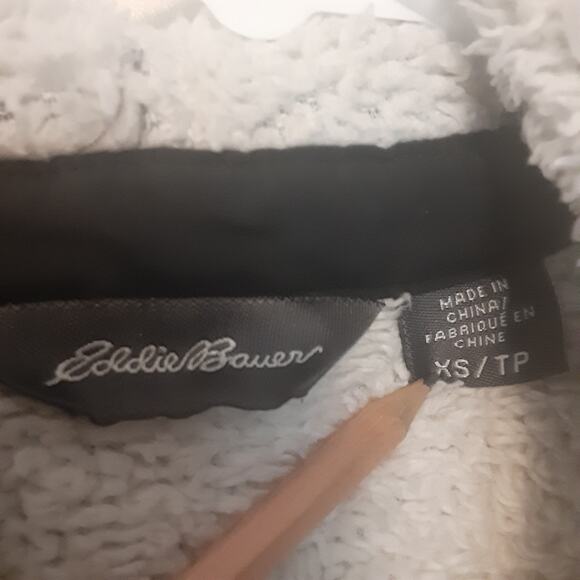 Eddie Bauer Mens Size XS Gray Plaid Fleece Sherpa Lined Snap Hoodie Shirt Jacket - Picture 4 of 7